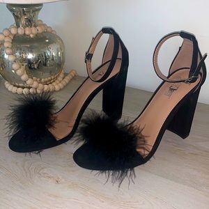 Never Worn Block Heels w/ Feathers